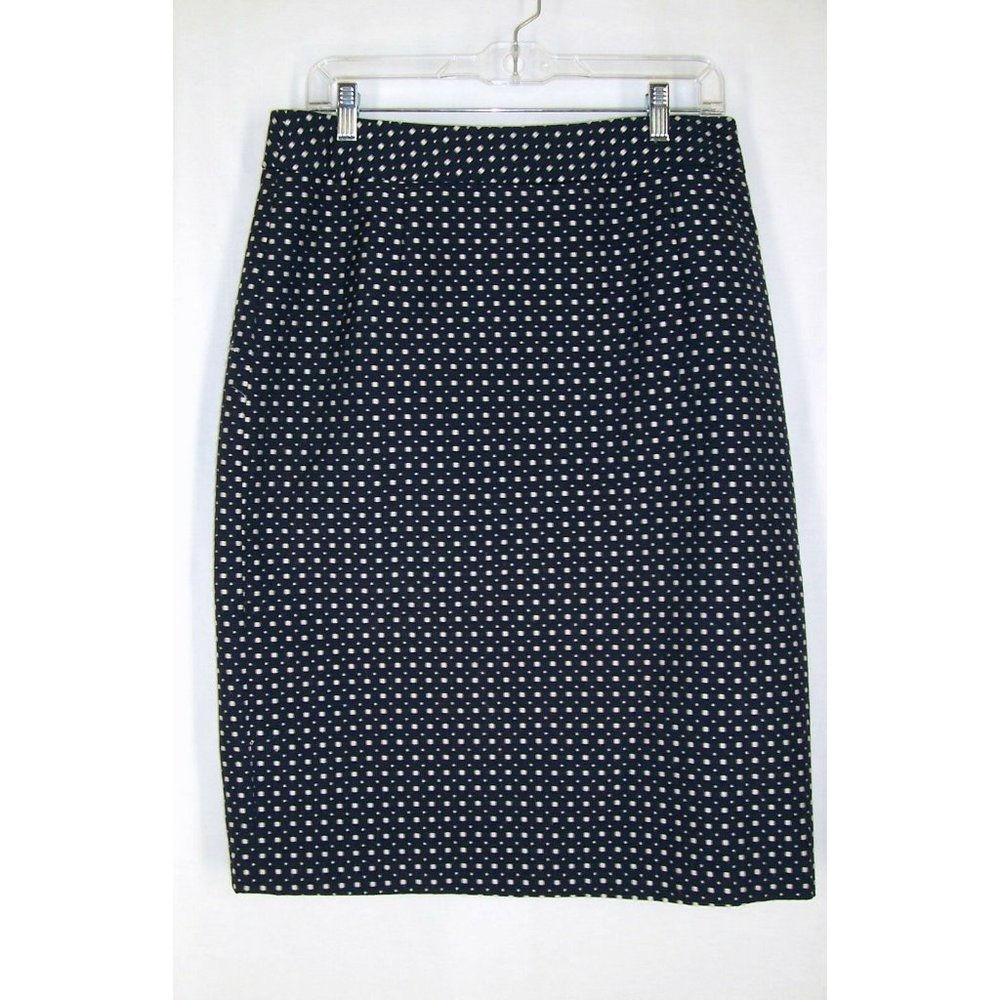 Coldwater Creek Skirt 10 Navy Blue White Polka Dot